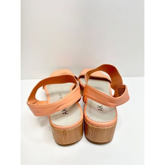 Ann Klein Sandals‎ Size 6.5 Orange Slip On Platform Open Square Toe Summer Shoes - Picture 5 of 11
